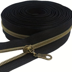 4.57m Antique Brass Nylon Coil Zippers By the Yard with Pulls