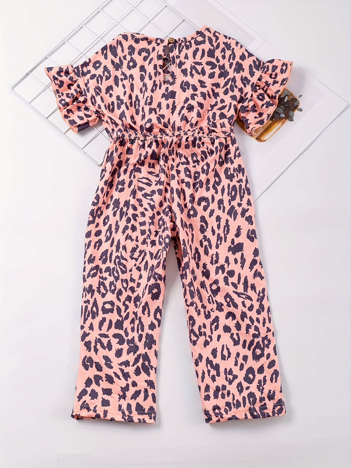 Leopard Print Ruffle Trim Jumpsuit