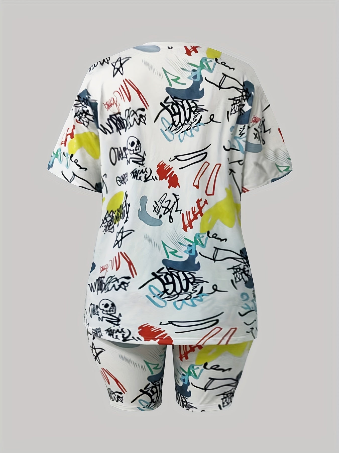  Allover Print Crop Top & Shorts 2 Piece Set