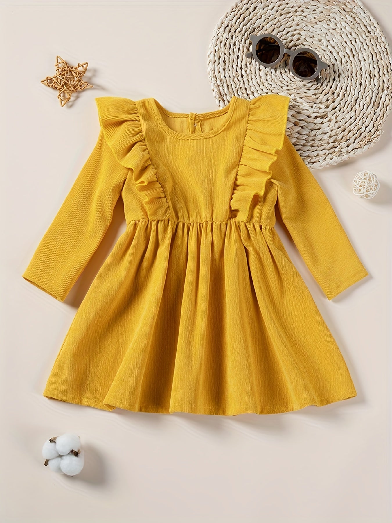 Baby Girls Ruffle Sleeve Princess Dresses Spring Autumn 1-5Y