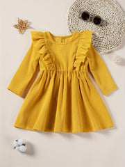 Baby Girls Ruffle Sleeve Princess Dresses Spring Autumn 1-5Y