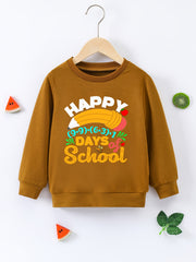 Boys Cartoon Letter Print Happy School Sweatshirt