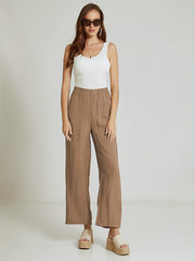  Wide Leg Loose Trousers Elastic Waist Casual Pants