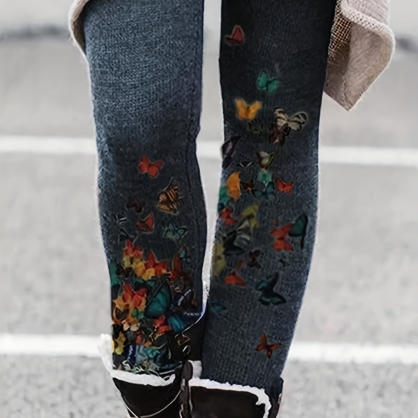  Butterfly Print High Rise Leggings