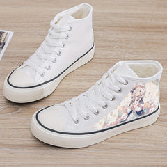 Anime Plush Lined Chunky Canvas Sneakers Flat Heighten Fall Winter Warm