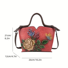 Vintage Leather Handbag Large Capacity Shoulder & Crossbody Tote