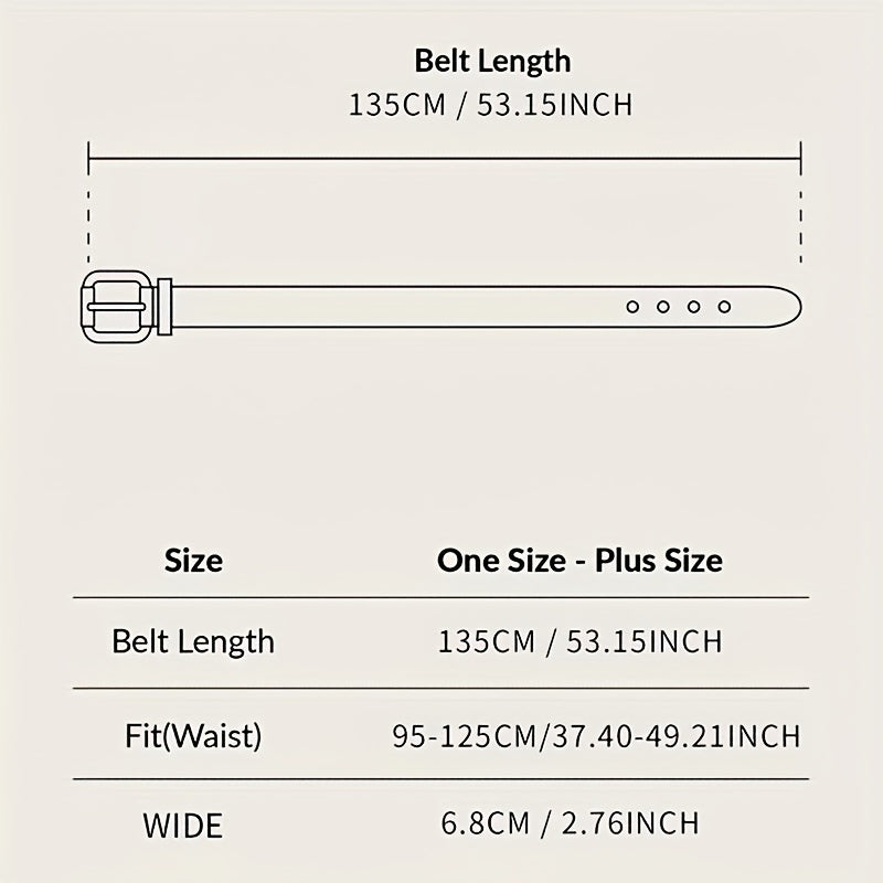 Wide PU Leather Belt Square Pin Buckle Vintage Dress Coat Girdle Women