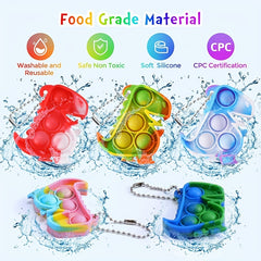 24 PCS Mini Dino Pop Fidget Toys Keychain Classroom Prizes Boys And Girls