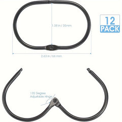 12pcs Rustproof Shower Curtain Hook for Bathroom Shower Rod