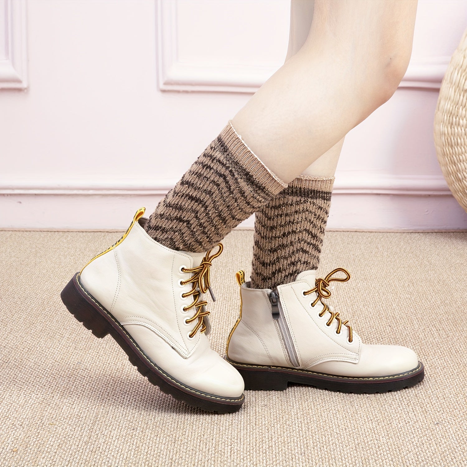 Stripe Print Socks Soft Mid Tube Socks Women's Stockings