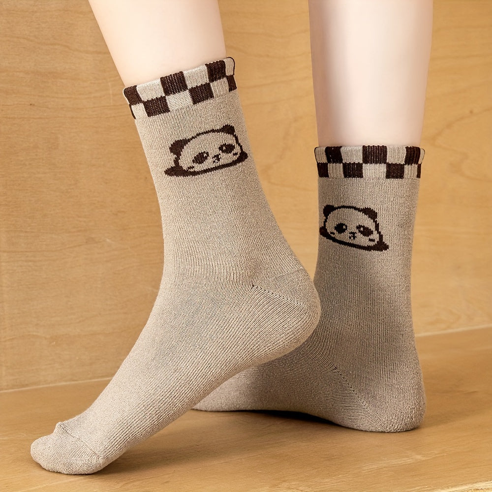 6 Pairs Cartoon Animal Print Socks Women's Mid Tube Stockings
