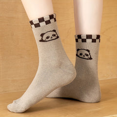 6 Pairs Cartoon Animal Print Socks Women's Mid Tube Stockings