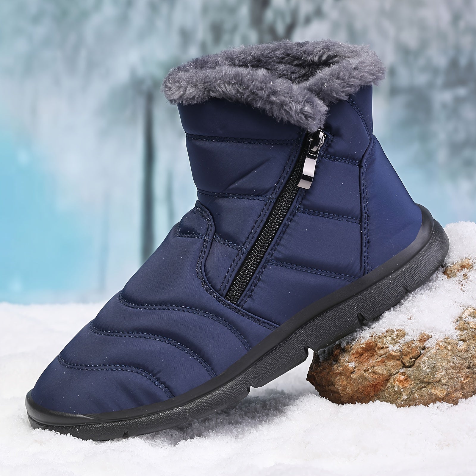 Winter Plus Velvet Women's Snow Boots Warm Lightweight Casual Zipper Snow Boots