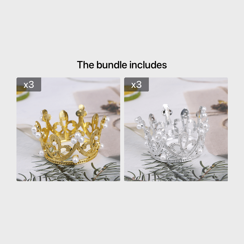 Mini Crown Princess Topper Crystal Pearl Hair Ornaments for Wedding