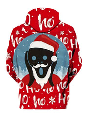 Christmas Santa Claus Print Hoodie Men's Pullover Hooded Sweatshirt