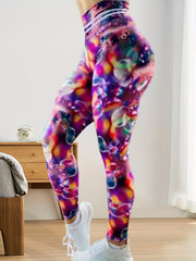  Bubble Print High Rise Stretch Fitness Leggings