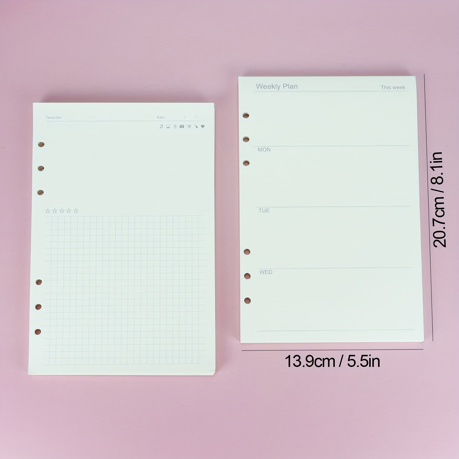 1pc A5 45pg Loose Leaf Book Inner Pages 6 Hole Refill
