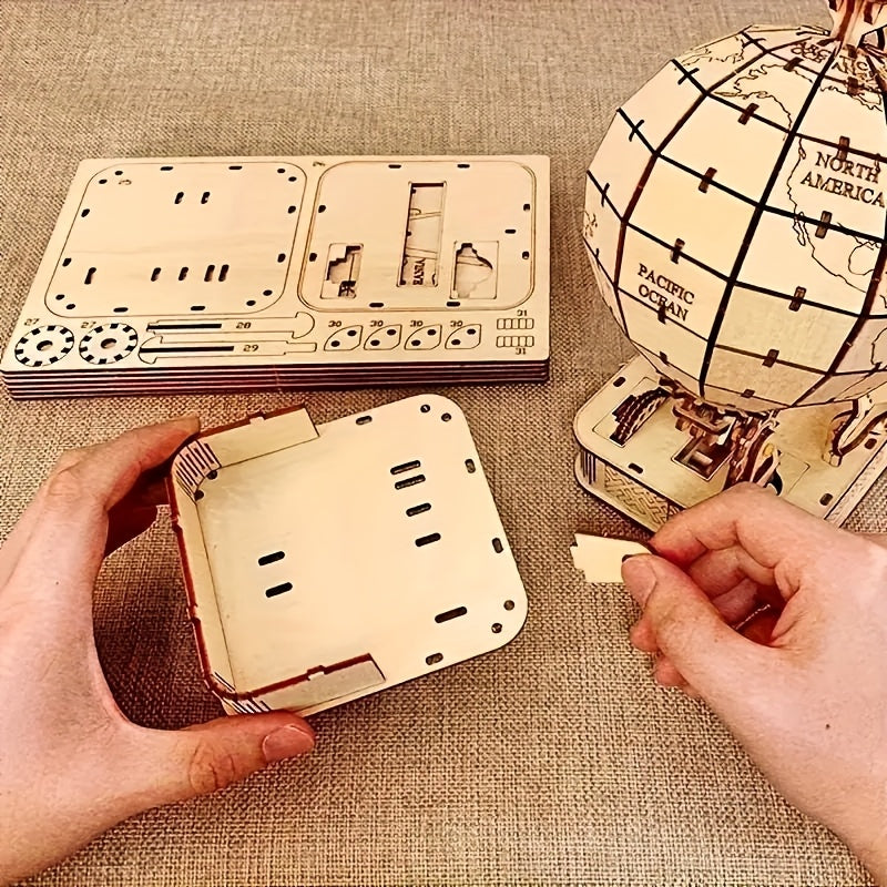 DIY 3D Wooden Globe Puzzle Kit Apricot - Great Gift for Friends
