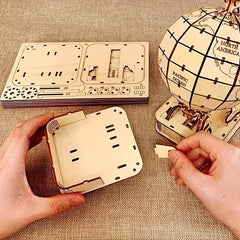 DIY 3D Wooden Globe Puzzle Kit Apricot - Great Gift for Friends