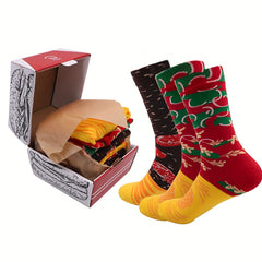 3 Pairs Hamburger Socks Funny Novelty Mid Tube Stockings