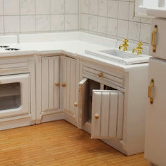 1:12 Scale Kitchen Set 4pcs Wooden Cabinets Sink Countertop Oven & Stove
