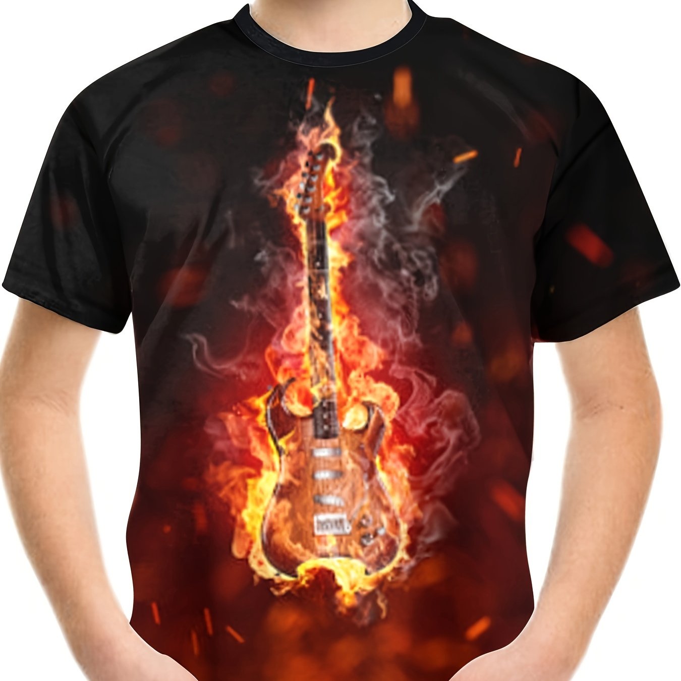 Boys Guitar T-shirt 3D Print Short Sleeve Top Kids Summer Clothes