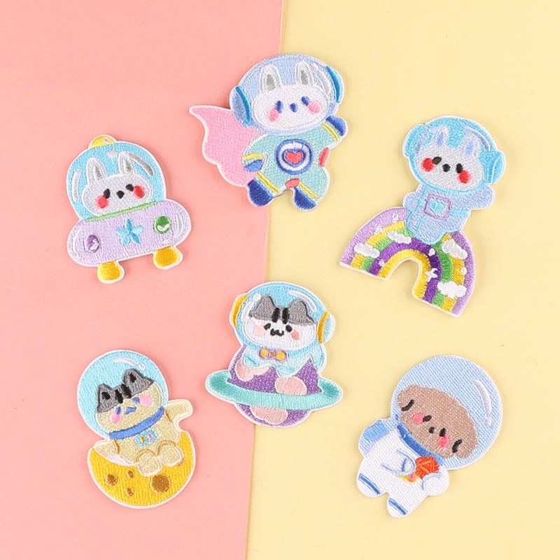 6pcs Animal Astronaut Embroidered Patches DIY Decorative for Clothes Jackets Hat
