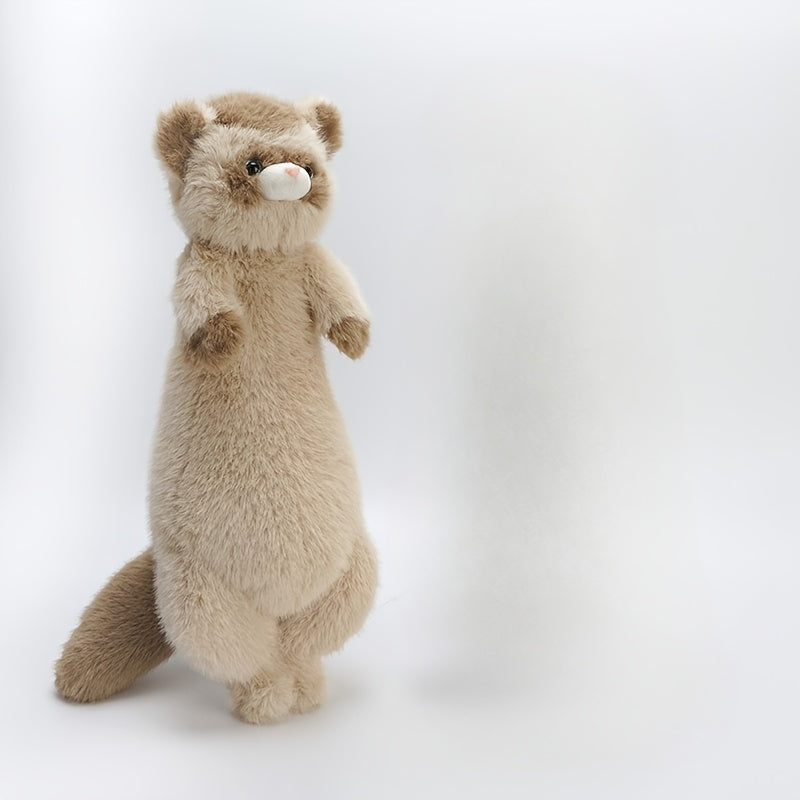 Soft Plush Ferret & European Mink Stuffed Animal Realistic Eyes Fluffy