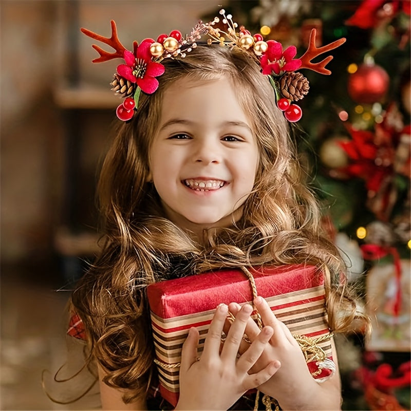 Christmas Reindeer Antlers Women Headband Deer Hairband Holiday Headwear