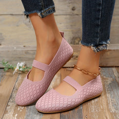Women's Knit Flat Shoes Comfy Slip On Mary Jane Casual Flats