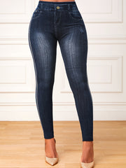  Denim Print High Rise Fitness Leggings