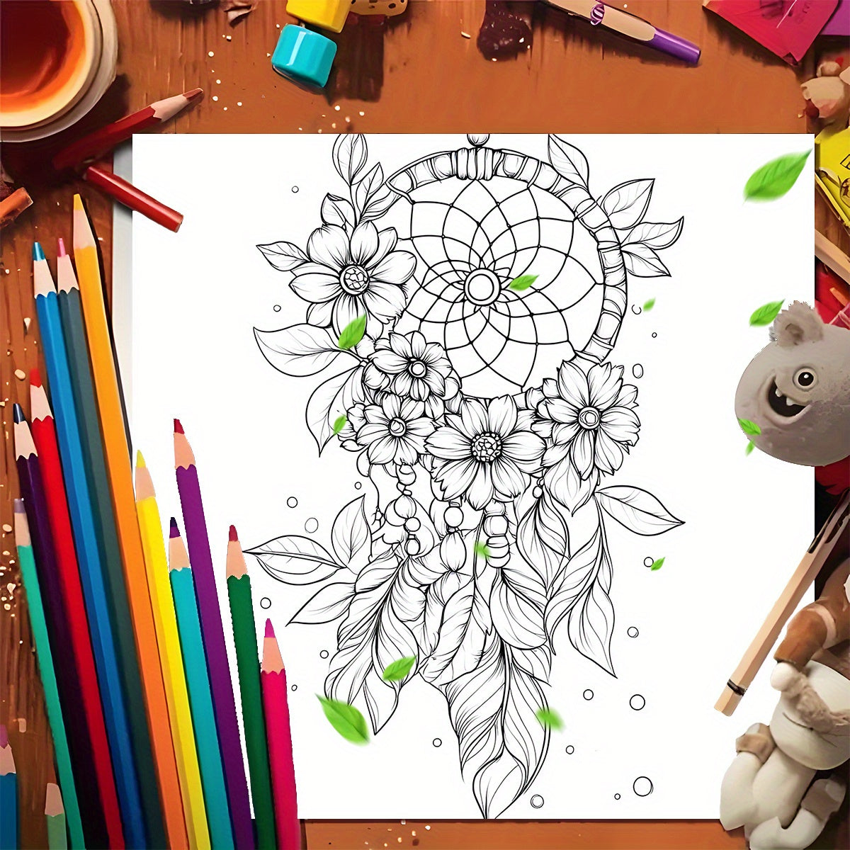 Dream Catcher Coloring Book 22 Pages Watercolor Paper Relaxation & Gifting