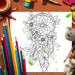 Dream Catcher Coloring Book 22 Pages Watercolor Paper Relaxation & Gifting