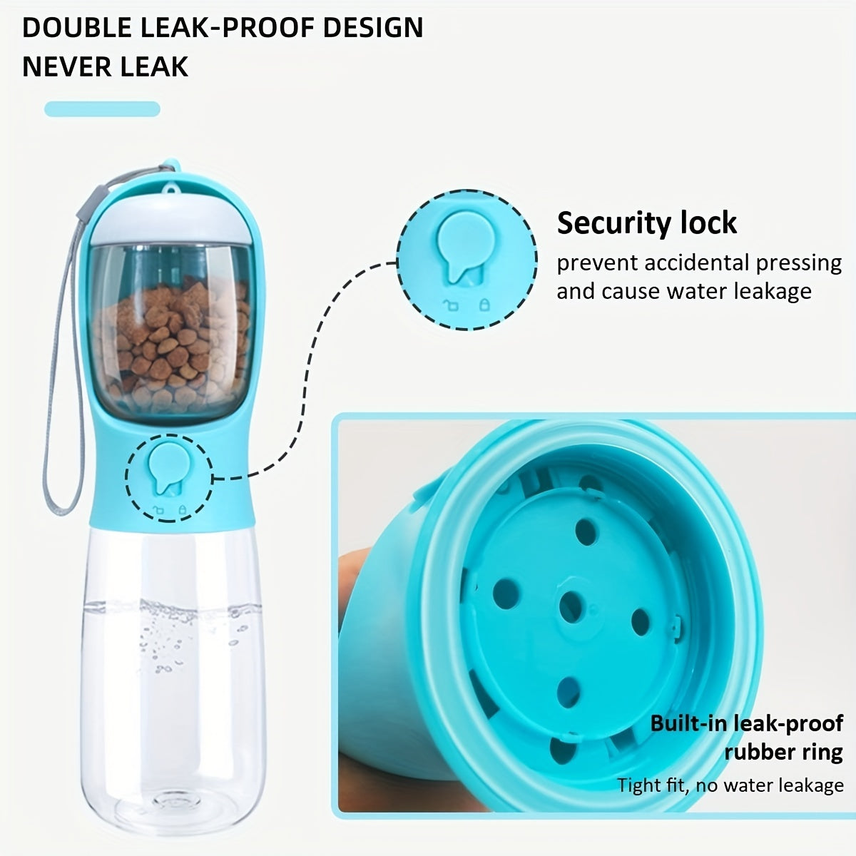 Portable Dog Water Bottle with Food Container for Pets