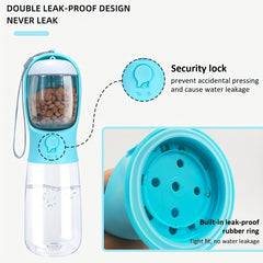 Portable Dog Water Bottle with Food Container for Pets