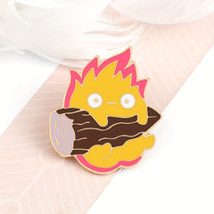 Fire Demon Enamel Brooch Magic Fire Elf Firewood Anime Stuff Badges