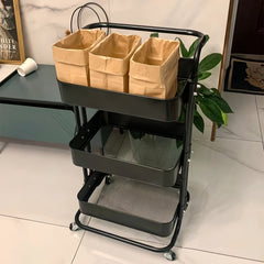 Metal Utility Cart Rolling Organization Cart Multifunction Storage Shelves