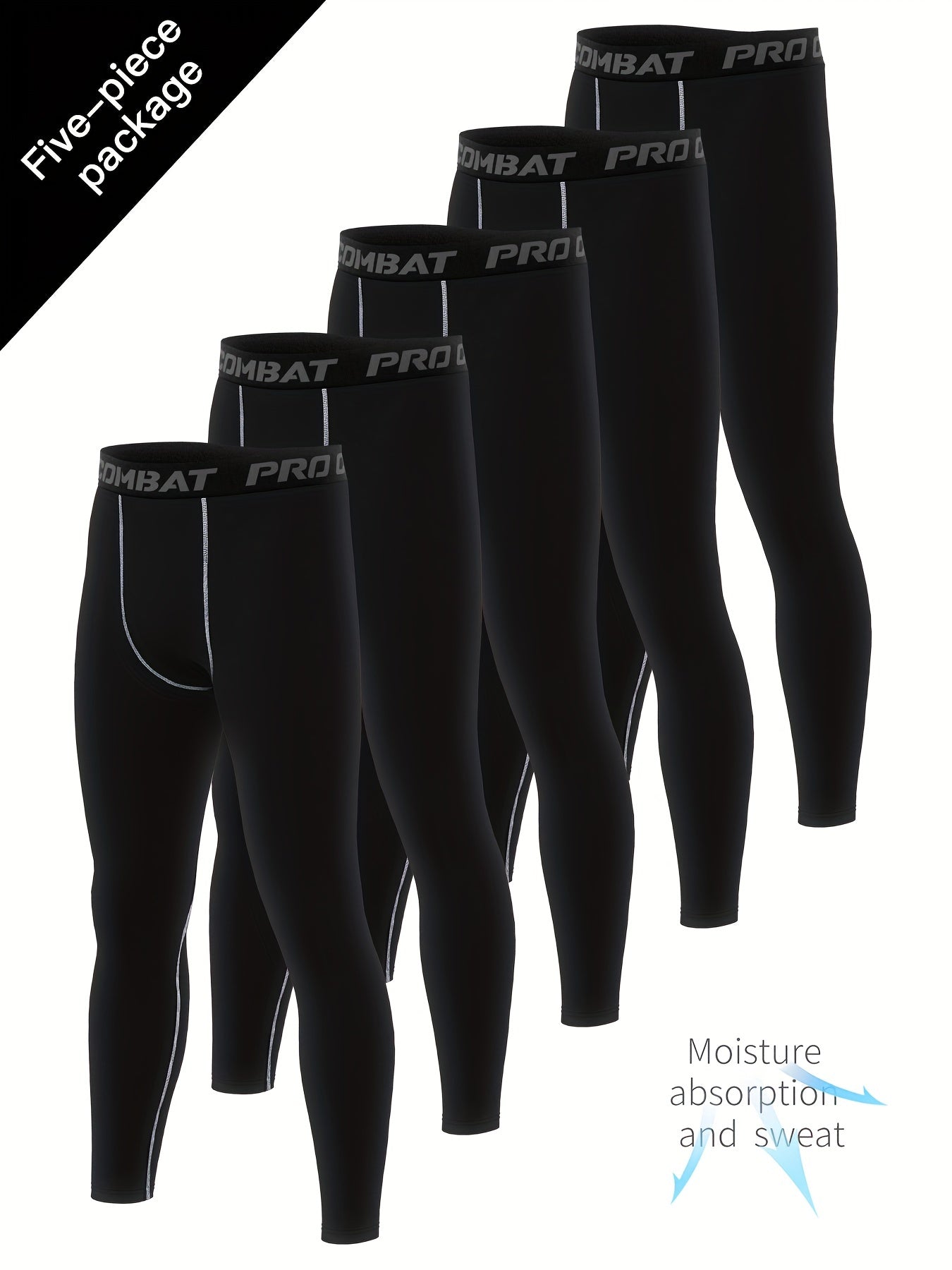Men's Solid Pocket Leggings Quick Dry Sports Compression Pants