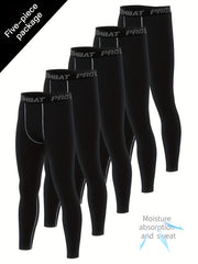 Men's Solid Pocket Leggings Quick Dry Sports Compression Pants