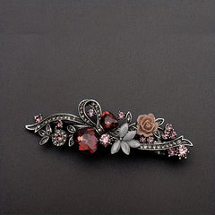 Retro Alloy Rhinestone Bow Hair Clip Crystal Flower Grace Hair Accessories