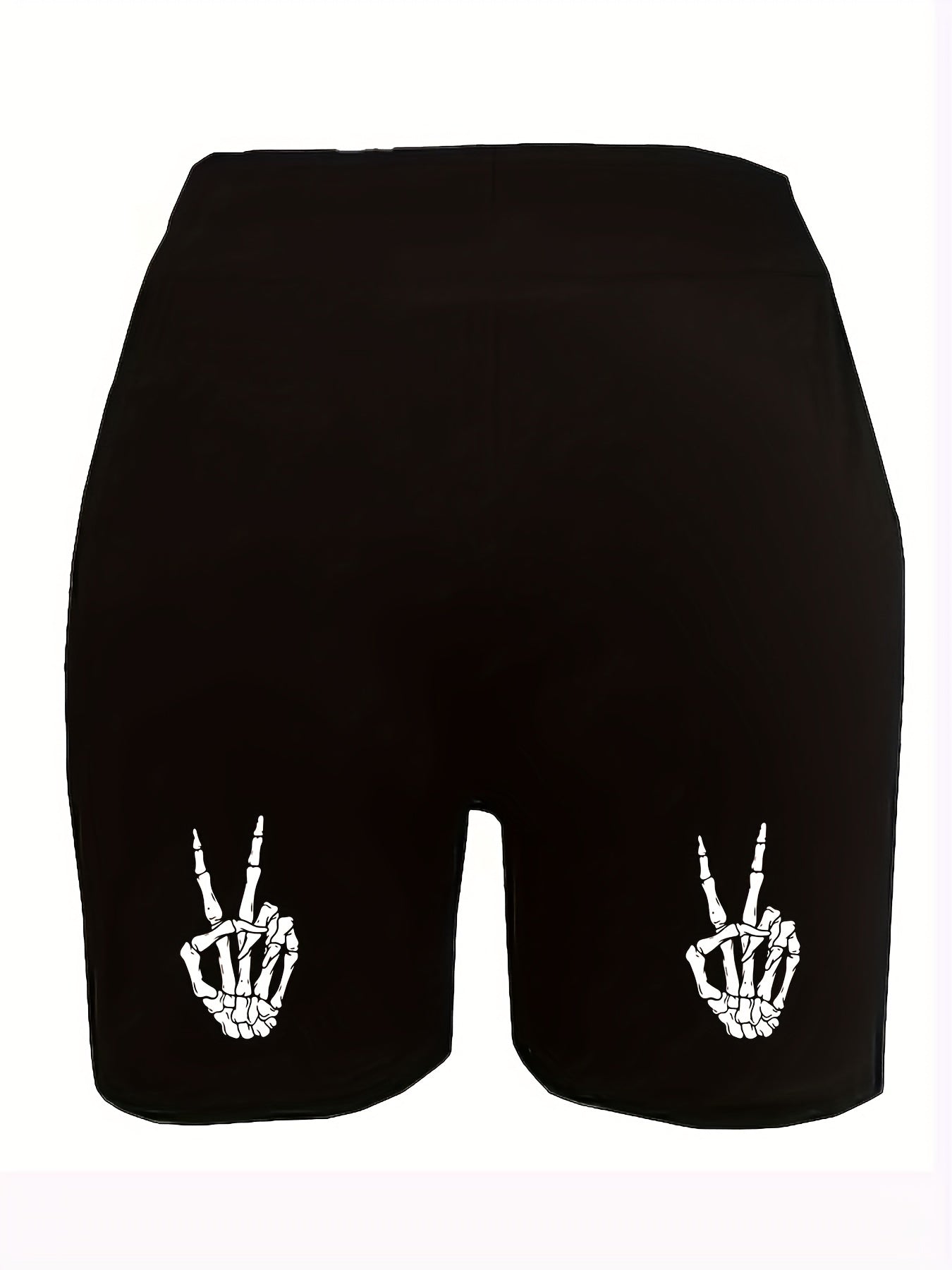  Skeleton Gesture Print High Rise Biker Shorts