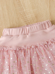 Girls Footless Leggings With Mesh Tutu Ruffle Skirt