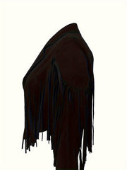  Solid Fringe Trim Crop Blazer