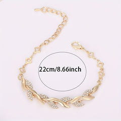 Copper Bangle Bracelet with Zircon Inlay 18K Plated