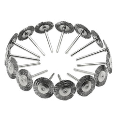 15pcs T Shaped Stainless Steel Wire Brushes with 1 8'' Mandrel