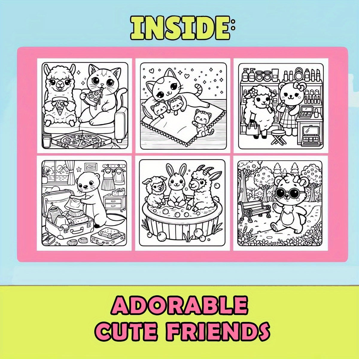 Deluxe Friends Coloring Book 20 x 20 Thick Paper Stress Relief Art