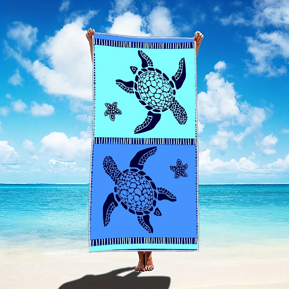 Sea Turtle Sandproof Beach Towel Green Pattern Vacation Beach Blanket