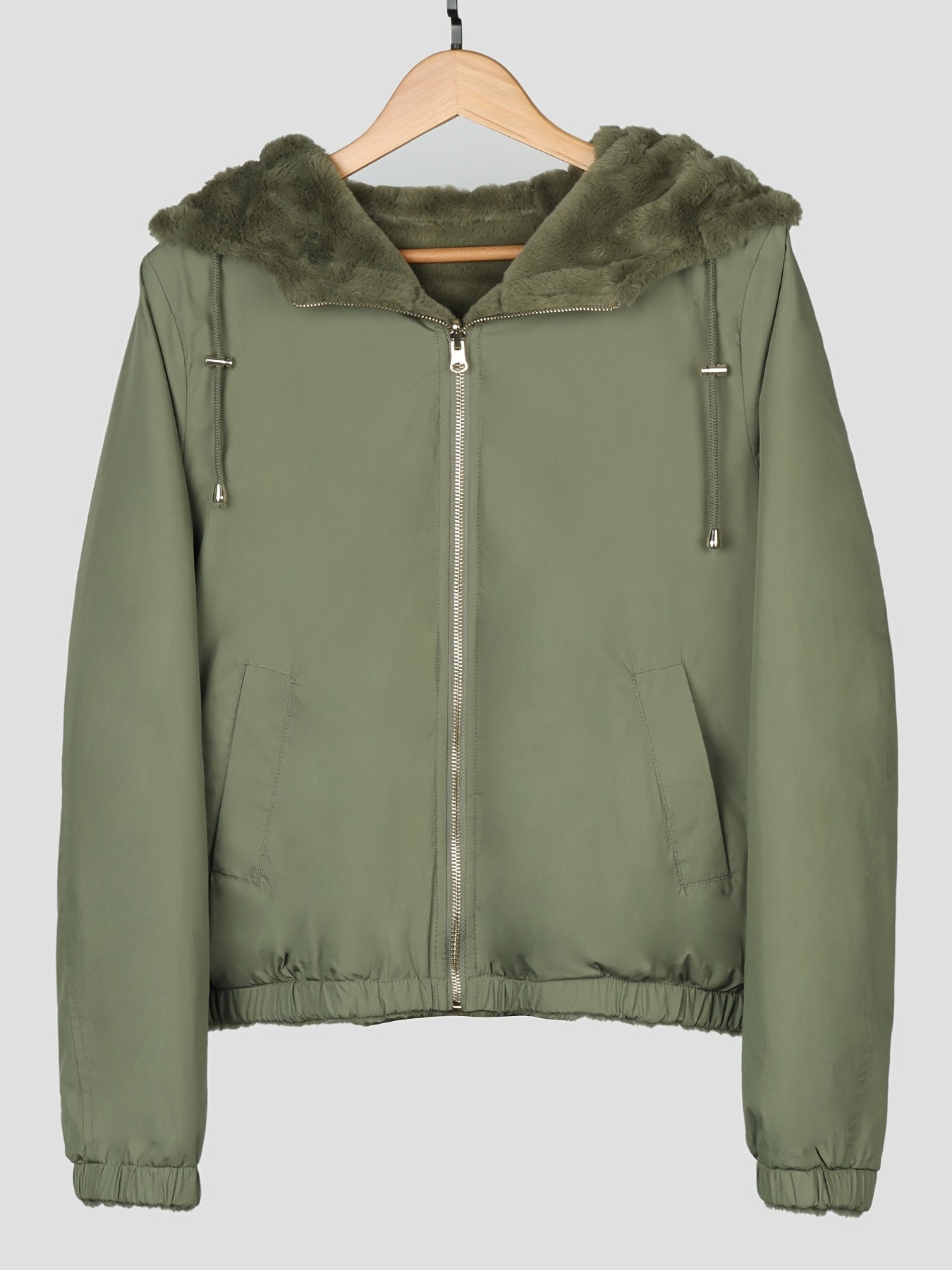 Women's Solid Long Sleeve Warm Jacket Zip Up Casual Outerwear