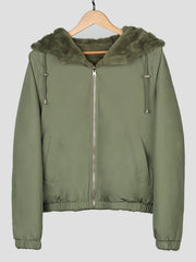 Women's Solid Long Sleeve Warm Jacket Zip Up Casual Outerwear