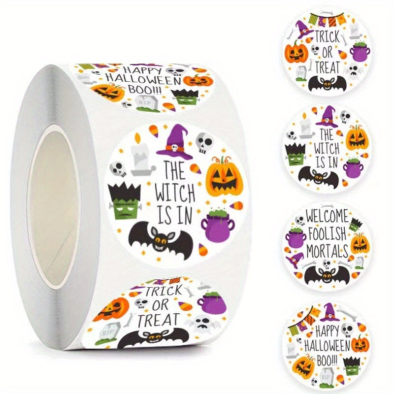 500pcs Halloween Pumpkin Round Stickers Gift Food Packaging Student Reward